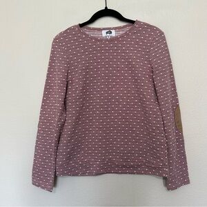 Brickyard Buffalo polka dot striped elbow patch crewneck long sleeve M medium